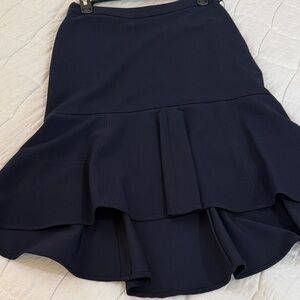 Tommy Hilfiger Navy Lined Ruffle High-Low Skirt Suit Separates Size 2